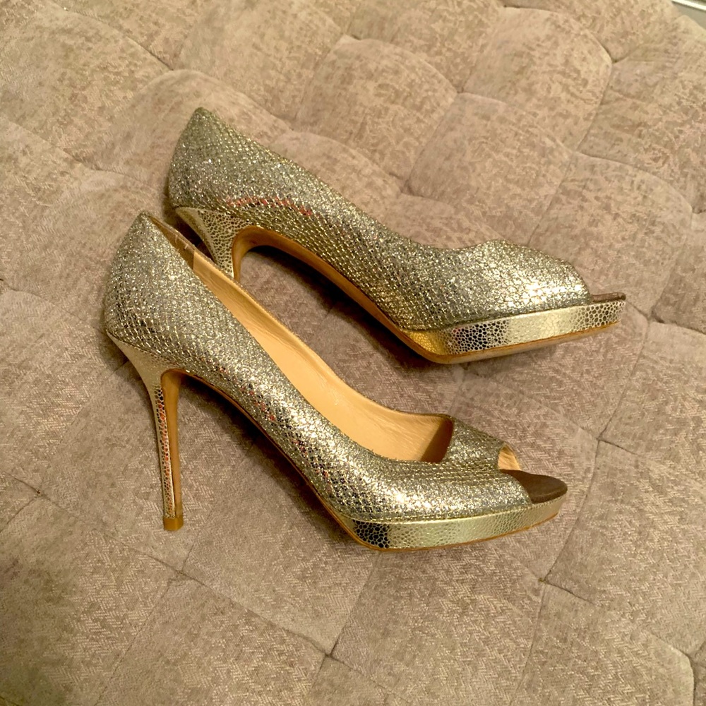 Jimmy Choo Gold Glitter Heel